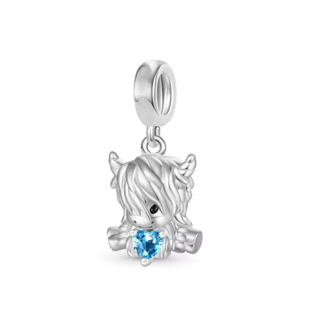 Fashionable 925 Sterling Silver Highland Cow Animal Pendant Suitable for Bracelets, Necklaces, DIY Women's Jewelry Accessories