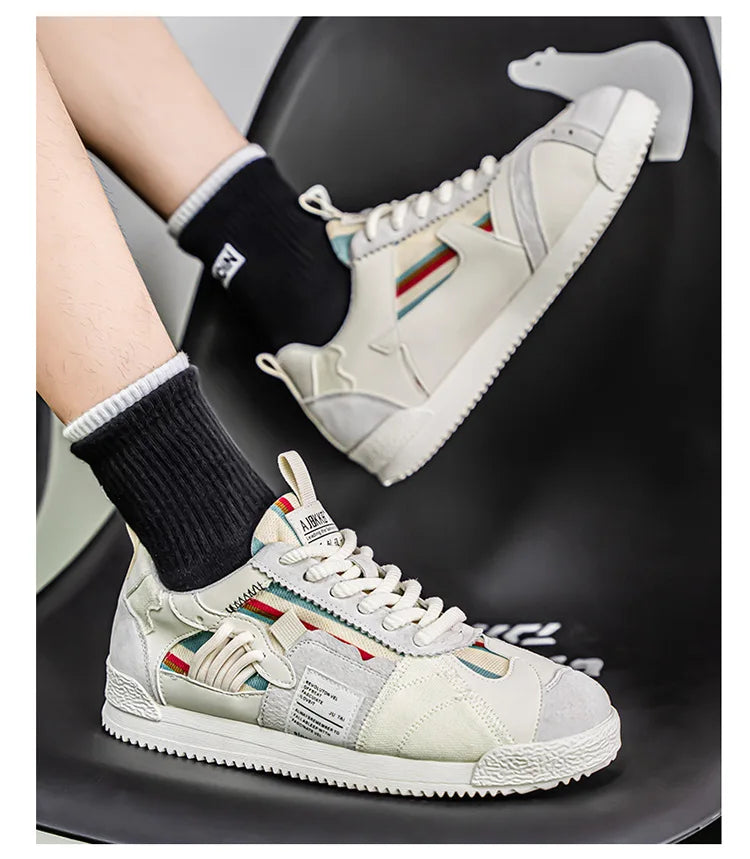 Large Size Men's White Sneakers Autumn Comfortable Non Slip Running Shoes Luxury Soft Sole Fashion Lace Up Outdoor Casual Shoes