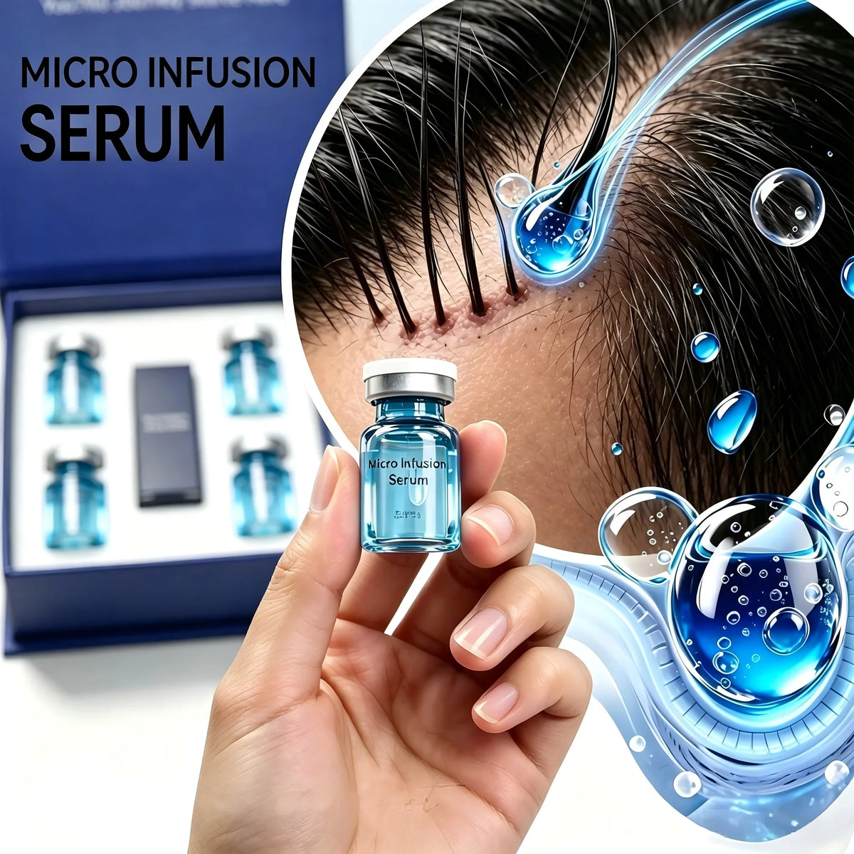 Microneedle Hair Regrowth Care Kit, Scalp Serum Deep Nourishing Hydrating Calming Treatment Strengthen Hair Follicles Hair Care