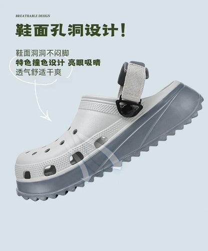 Casual Clogs Men 2026 New Trendy Summer Beach Sandals for Men Thick-bottom EVA Garden Shoes Closed-toe Fashion Slippers for Men