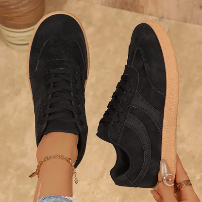 Retro Brown Platform Sneakers Women 2026 Flat Trend German Training Shoes Woman Plus Size 43 Non-slip Thick Sole Vulcanize Shoes