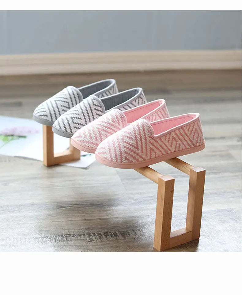 New 2026 Spring Autumn At Home Thermal Anti-Skid Slippers Women's Knitted Indoor Slippers Soft Outsole House Shoes
