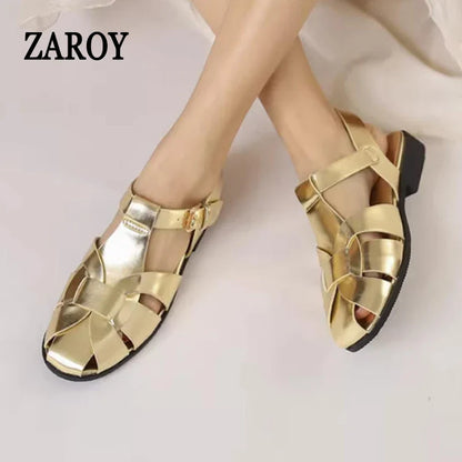 ZAROY Women Sandals Summer 2026 Newest Female Shoes Elegant Office Ladies Sandals Casual Soft Beach Flat Sandalias Roman Zapatos
