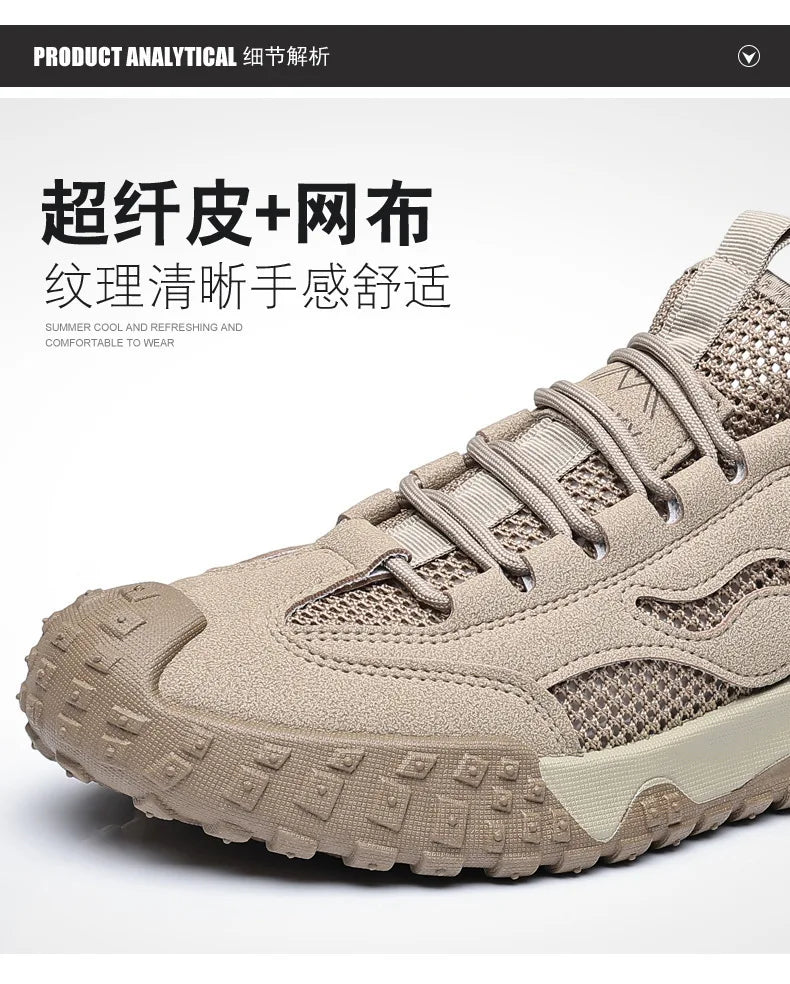 Oulylan Men's Summer Breathable Hollow Mesh Wading Shoes 2026 Outdoor Hiking Climbing Non-Slip Sport Sneakers Size 39-44