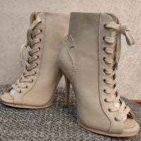 Genuine leather Customizable boots European Style Sexy Thin High Heel Jazz Dance Sandal for Women Open Toe Ladies Dancing Shoes