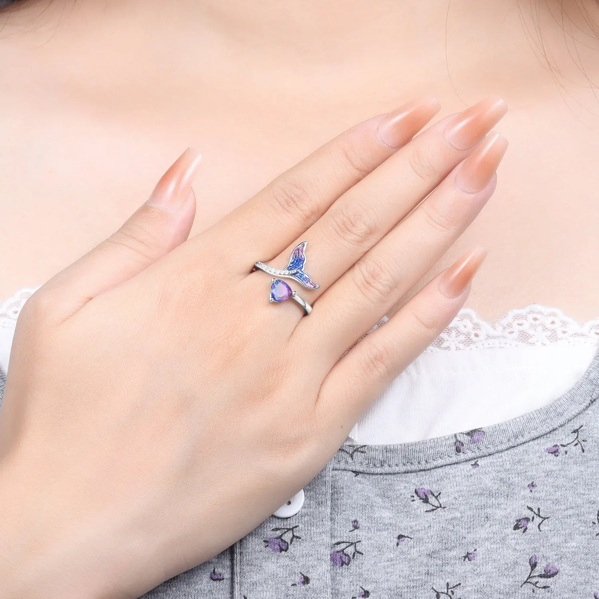 Original 925 Sterling Silver Open Ring Exquisite Panda Dolphin Adjustable Ring Original Daily Fine Jewelry Women Birthday Gifts