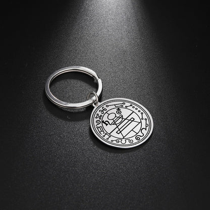 Dawapara Protection Secret Seal of Solomon Pendant Keychain Witchcraft Hexagram Wealth Fortune Amulet Stainless Steel Jewelry