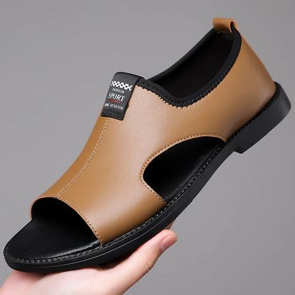 Brand Man Sandals Designer Fashion Leather Casual for Men Summer Comfortable Beach Slippers Outdoor Non-slip Men Sandalias 2026