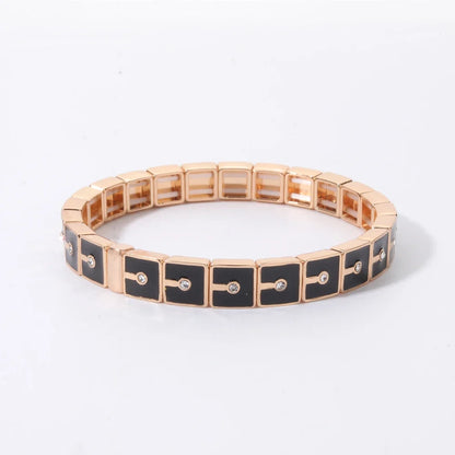 2026 New Black Gold Color Beaded Bangle for Women and Men Handmade Elastic hand Wrist Bracelets