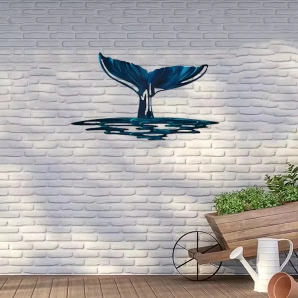 Elegant Whale Tail Metal Wall Art - Unique Ocean Series Home Decor Pendant