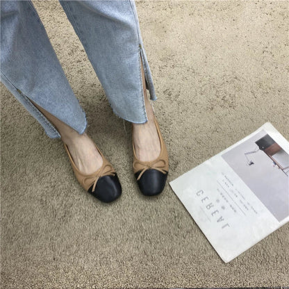 Large Size 44 45 46 47 48 Flat Shoes Women's Spring  Autumn Bow New Square Toe Shallow Ladies Shoes loafers women zapatos mujer