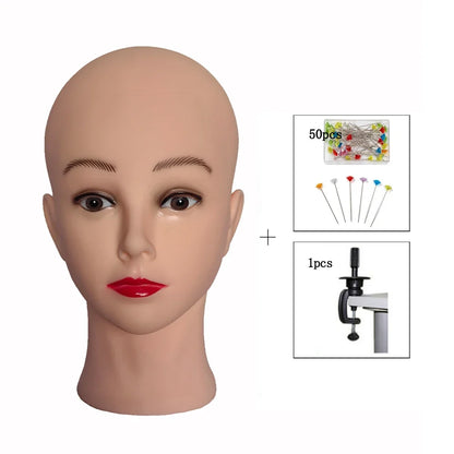 Professional Makeup Doll Head Bald Manikin Model For Making Wigs Styling Caps Hairdressing Hat Headwear Display Stand
