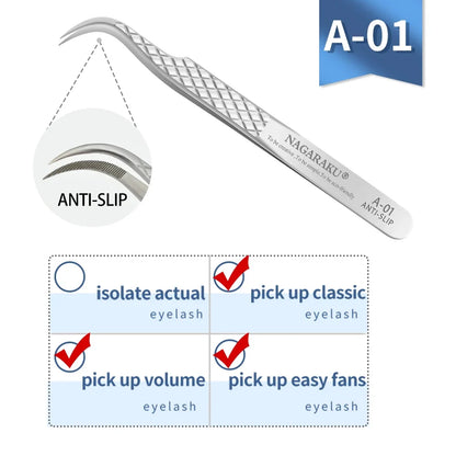 NAGARAKU Eyelash Extension Tweezers Makeup Stainless Steel Eyelash 3D accurate Clip