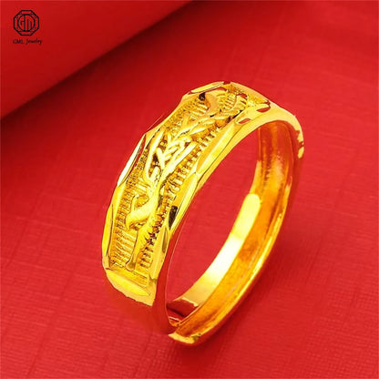 Sand Gold Adjustable Ring Matte Wide Band Openable Fade Resistant Unisex Couple Jewelry Solid Minimalist Gift