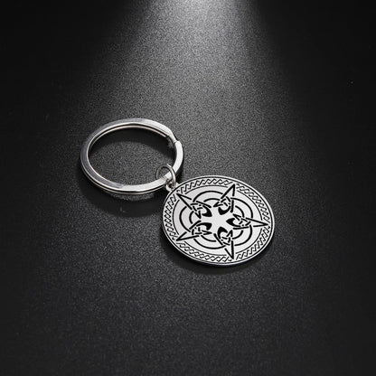 Dawapara Protection Secret Seal of Solomon Pendant Keychain Witchcraft Hexagram Wealth Fortune Amulet Stainless Steel Jewelry