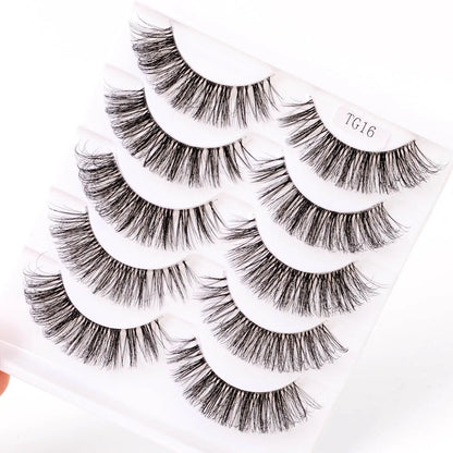 Yiernuo 1/5 Pairs Long Transparent Band Vegan Eyelash D Curl Russian Eyelashes Clear Band Lashes Invisible Band Lashes