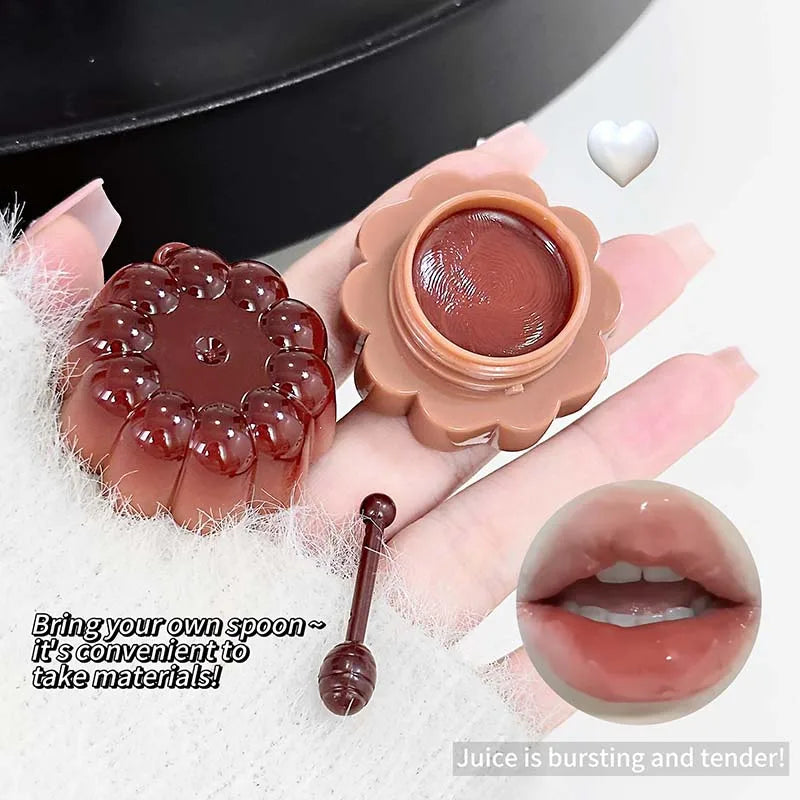 Jelly Solid Water Mirror Lip Gloss Shine Plumping Lip Balm Light Red Brown Natural Lasting Moisturizing Lip Tint Lipstick Makeup