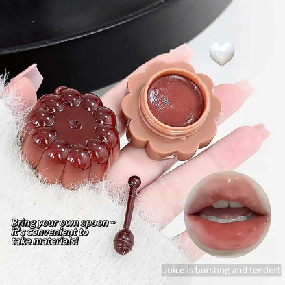 Jelly Solid Water Mirror Lip Gloss Shine Plumping Lip Balm Light Red Brown Natural Lasting Moisturizing Lip Tint Lipstick Makeup
