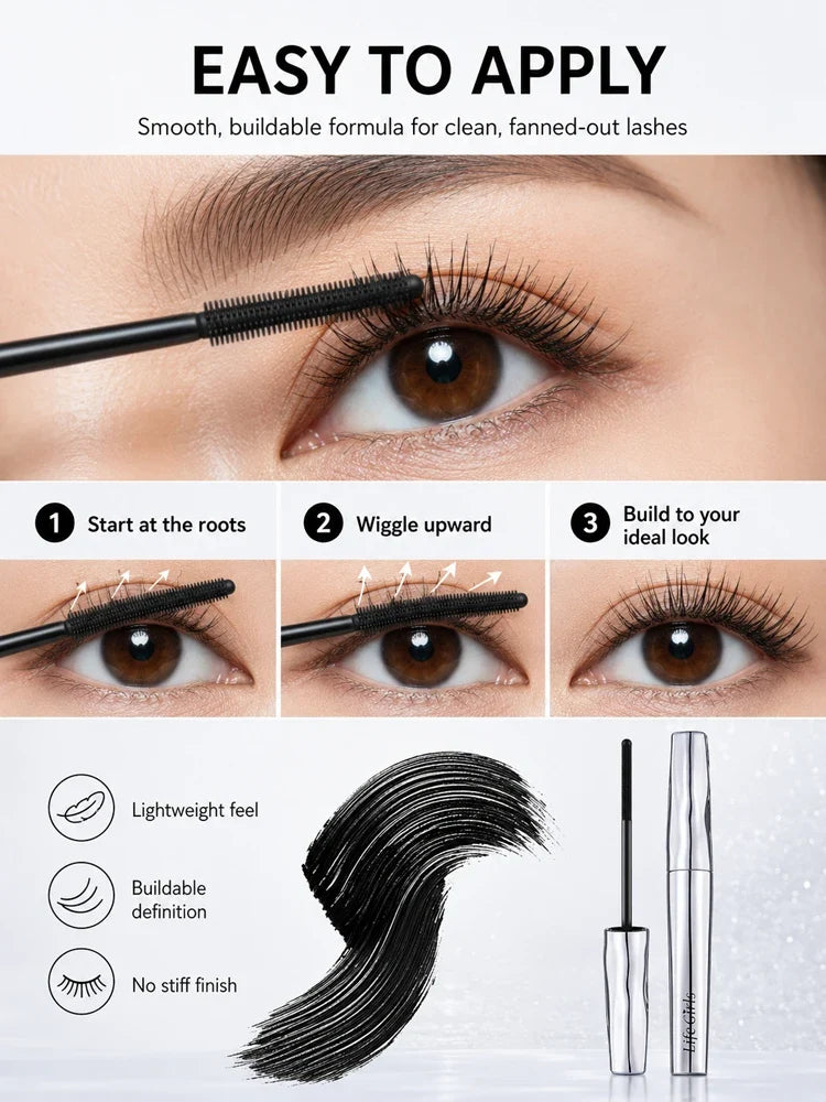 Life girls Waterproof Eyelash Primer Mascara, Lengthening Curling Lash Base, Smudge-Proof Long Lasting Black Brown Eye Makeup