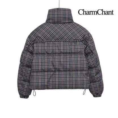 CharmChant Stand-Collar Plaid Puffer Jacket for Women Winter 2025 Padding Coat Female New in Coats Warm  Check Outerwears Parkas