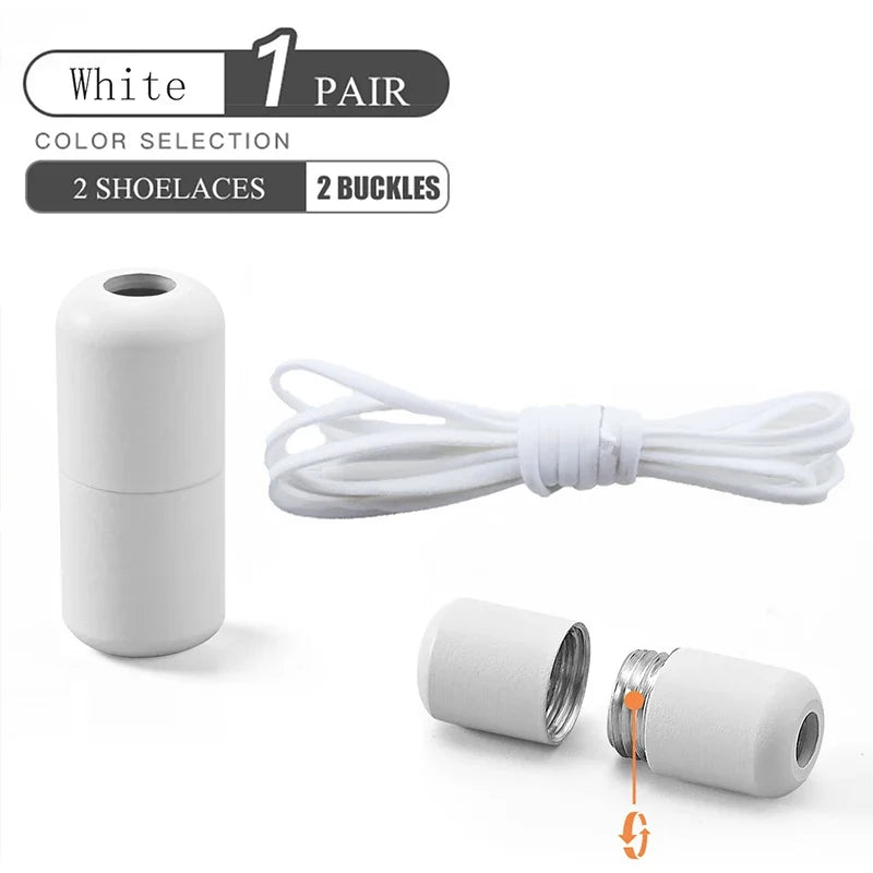 Elastic No Tie Shoelaces Semicircle Shoe Laces For Kids and Adult Sneakers Shoelace Quick Lazy Metal Lock Laces Shoe Strings