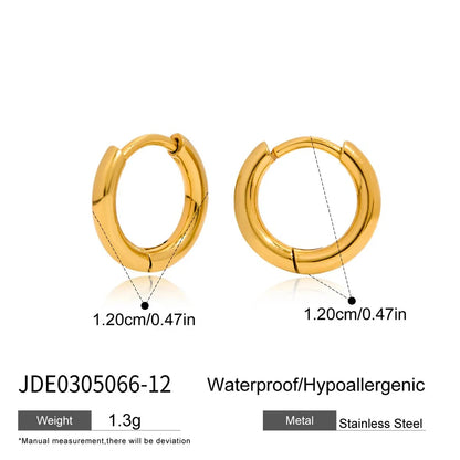 Uworld Simple Classic 18K Gold Color Plated Stainless Steel 2MM Coil Earrings Women's Accessories Party Gift