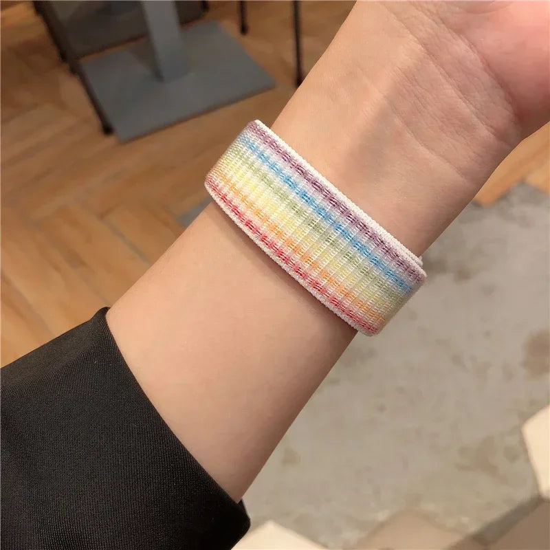 Nylon Sport loop Strap For Apple Watch Band 44mm 42/40mm 45mm  38/41mm pride Bracelet iwatch Ultra2 49mm Series 9 8 se 7 6 5 4 3