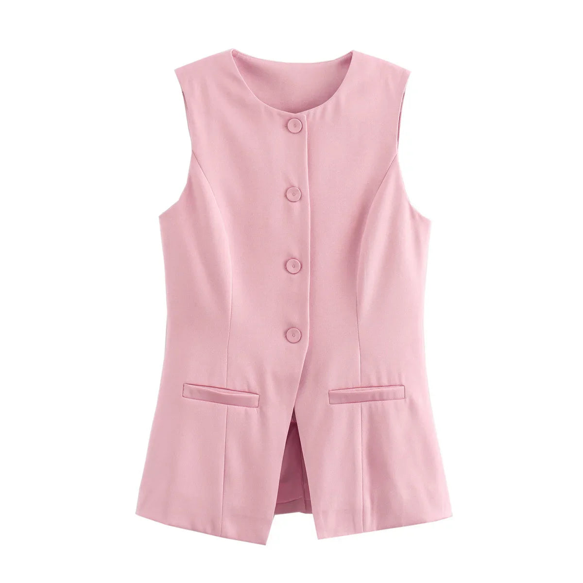 MUJER 2025 White Sleeveless Vest Women Button Summer Vests for Women Jacket Pink Vest Top Women Streetwear Women's Tailored Vest