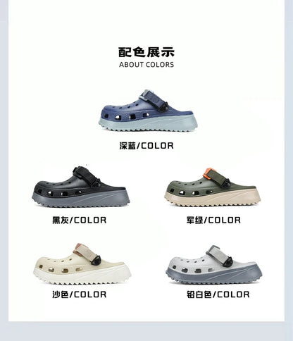 Casual Clogs Men 2026 New Trendy Summer Beach Sandals for Men Thick-bottom EVA Garden Shoes Closed-toe Fashion Slippers for Men