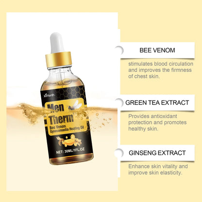 15ml Men's Bee Male Breast Warming Oil Chest Firming Massage Serum Chest Firming Oil Skin Care