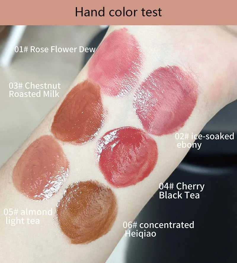 Jelly Solid Water Mirror Lip Gloss Shine Plumping Lip Balm Light Red Brown Natural Lasting Moisturizing Lip Tint Lipstick Makeup