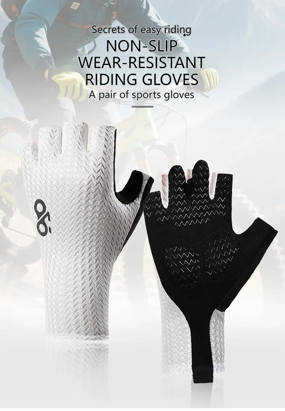 GTUBIKE Summer Breathable Half Finger Cycling Gloves Ultralight Road Bike Gloves Anti-Slip Silicone Pad Cooling Sport Gear