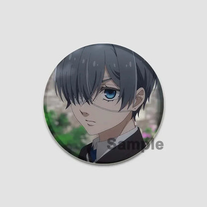 58MM Cartoon Comics Black Butler Creative DIY Badge Tinplate Plastic Pins Button Brooches for Backpack Accessories Jewelry Gifts