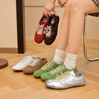 German Training Shoes Women 2026 New Genuine Leather Women Sneakers Flat Lace-up Retro Large Size Forrest Gump Shoes Women
