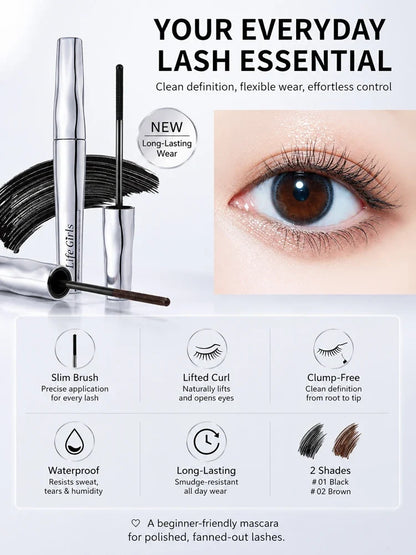 Life girls Waterproof Eyelash Primer Mascara, Lengthening Curling Lash Base, Smudge-Proof Long Lasting Black Brown Eye Makeup