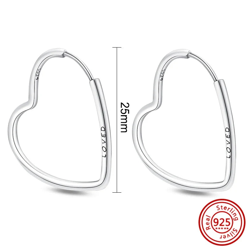 Hot Sale 925 Sterling Silver Heart Earrings Fit Original Charms Hoop Earrings For Women Girls Stud Earring Fine Jewelry Gifts