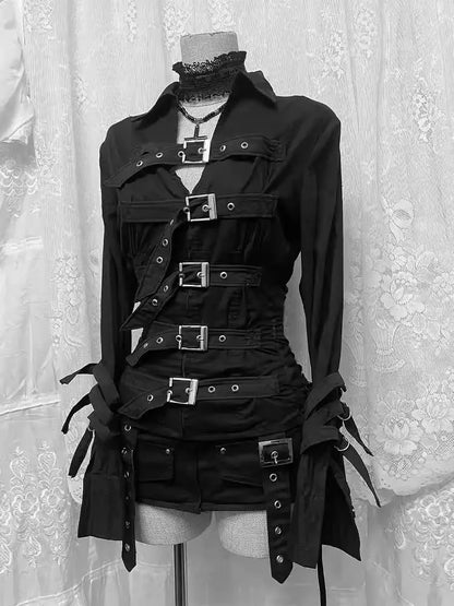 Subculture Harajuku Vintage Safari Coats with Hooded Women Zipper Sweatshirts Casual Streetwear Grunge Jacket Y2k Stand Neck