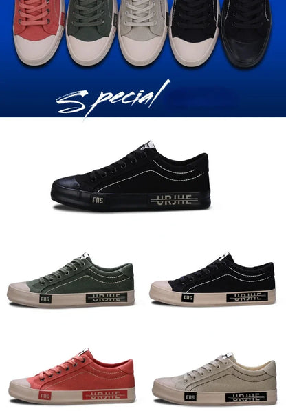 2026 New Men Canvas Shoes Breathable Outdoor Mens Casual Shoes Comfortable Spring Autumn Cloth Flat Shoes Black Walking Sneakers