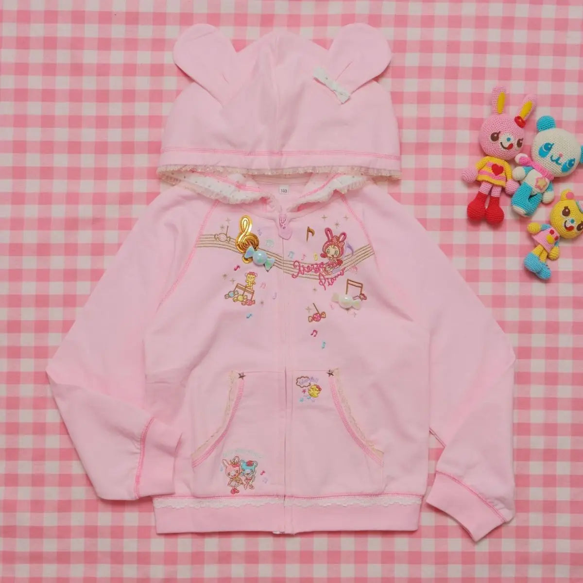 Japanese Cute Coat Embroidery Rabbit Ear Hooded Subculture Kawaii Y2k Tops Casual Fashion Sweet Coats Ropa Mujer Women Clothing