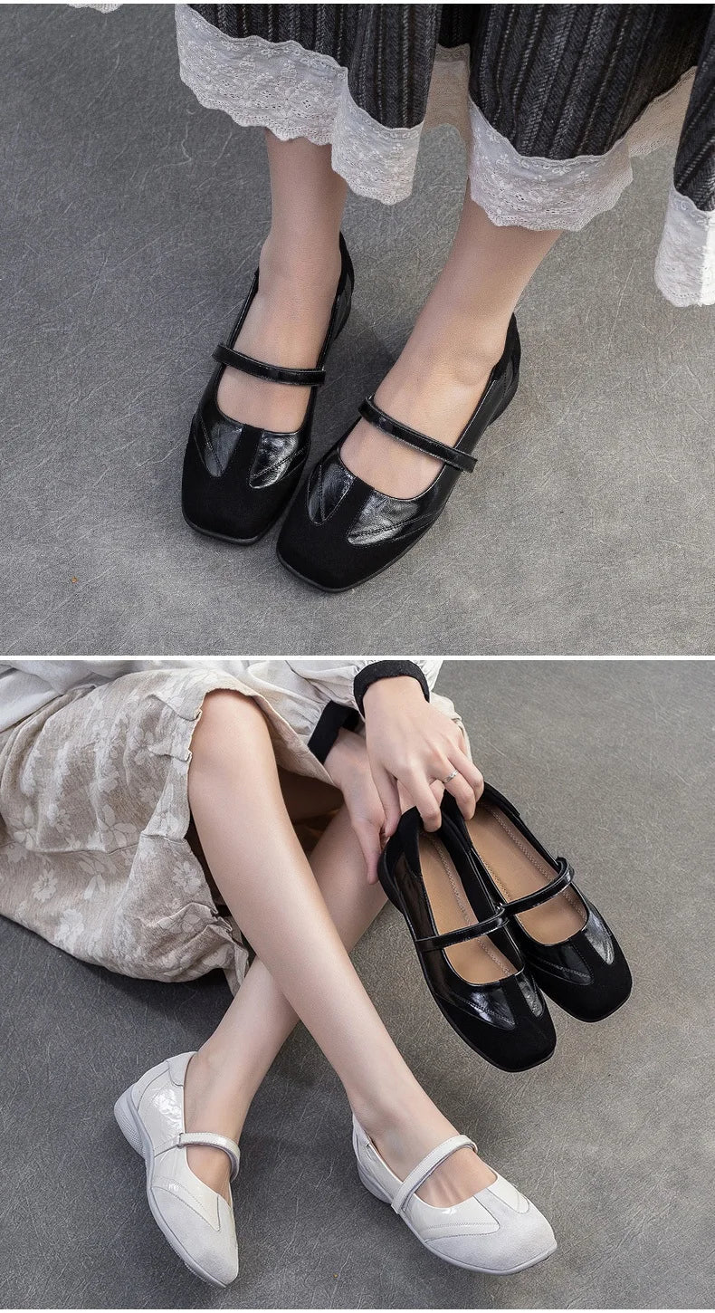 DRKANOL 2026 Women Genuine Leather Flat Shoes Summer Shallow Sheepskin Hook And Loop Casual Loafers Ladies Low Heel Single Shoes
