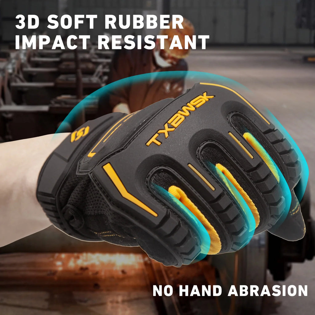 1Pair Work Gloves Men & Women, Utility Mechanic Working Gloves High Dexterity Touch Screen For Multipurpose,Excellent Grip