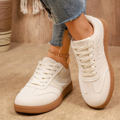 Retro Brown Platform Sneakers Women 2026 Flat Trend German Training Shoes Woman Plus Size 43 Non-slip Thick Sole Vulcanize Shoes