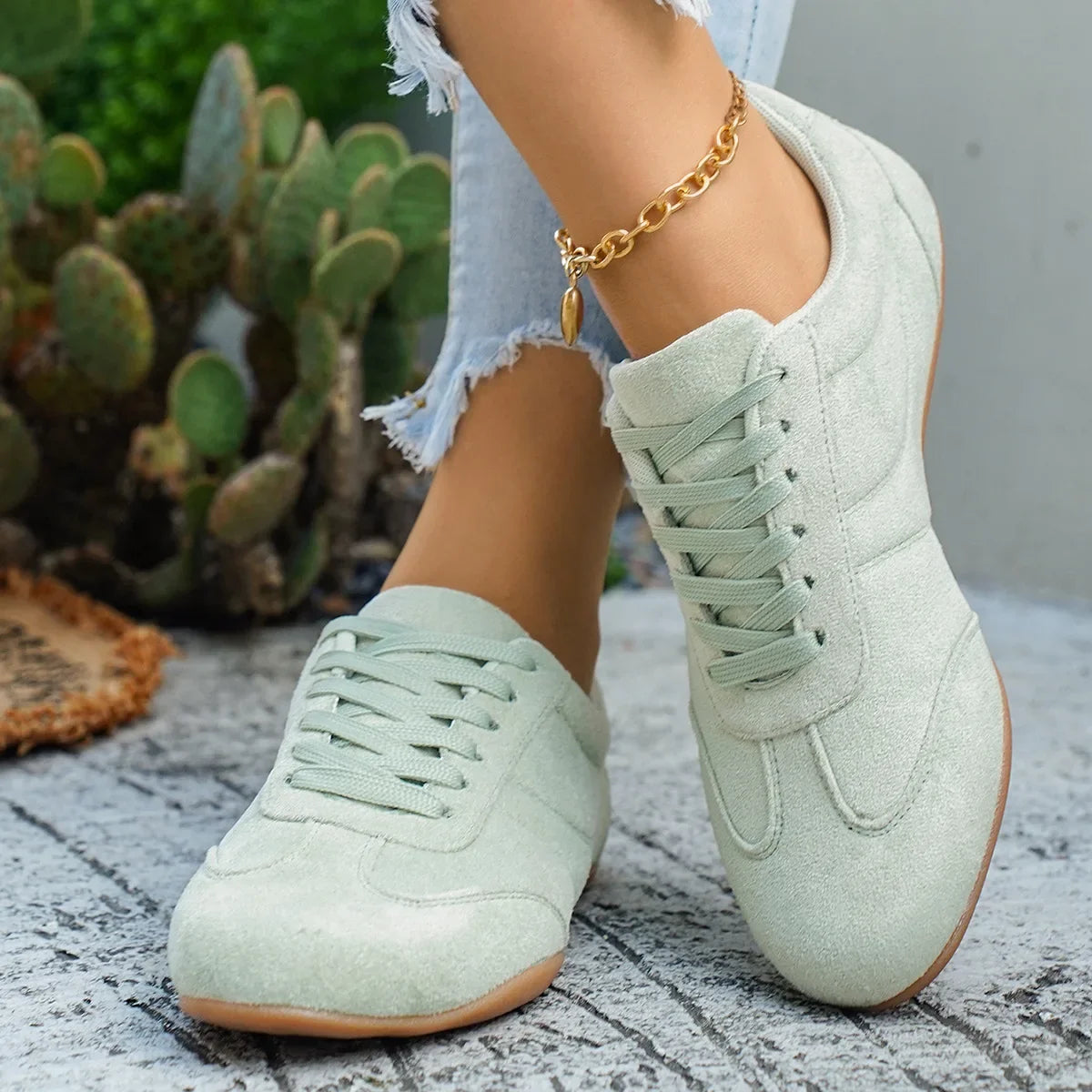 Women's Casual Flat-soled Non-slip Wear-resistant Sport Shoes Spring Autumn Round-toe Soft and Comfortable Women Single Shoes