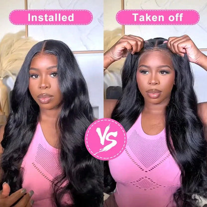 13x4 HD Transparent Lace Front Wigs For Women 34 Inch Body Wave Human Hair Wig 250% Density Pre Plucked Lace Frontal Wig