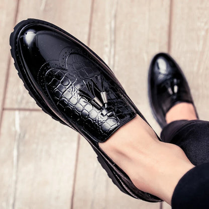 Men Loafers PU Splicing Tassel Decoration Low Heel Comfortable Classic Daily Business Men Shoes