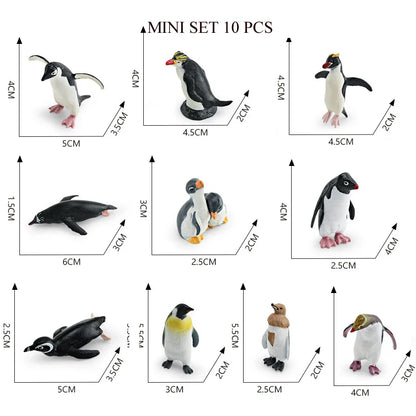Realistic Mini Ocean Animal Figurines Plastic Marine Sea Creatures Whale Shark Dolphin Turtle Penguin Model Playset Gift for Kid