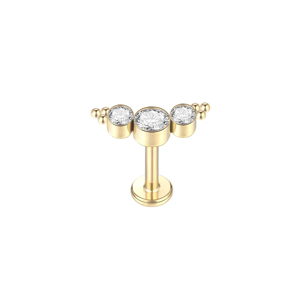 1Pc G23 Titanium Cartilage Stud Earrings for Women Lip Stud Labret Piercing Helix Daith Piercing Body Jewelry