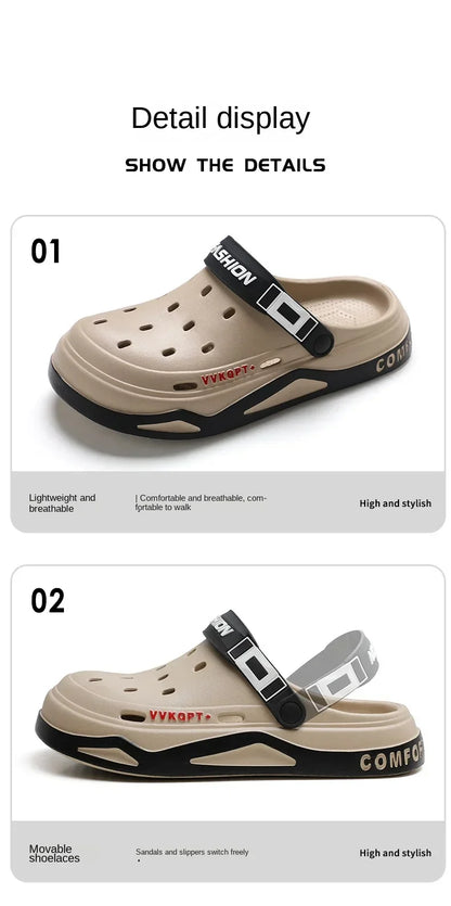 New fashion sandals Men's EVA casual comfortable hole garden shoes outdoor men's beach sandals indoor home unisex slippers
