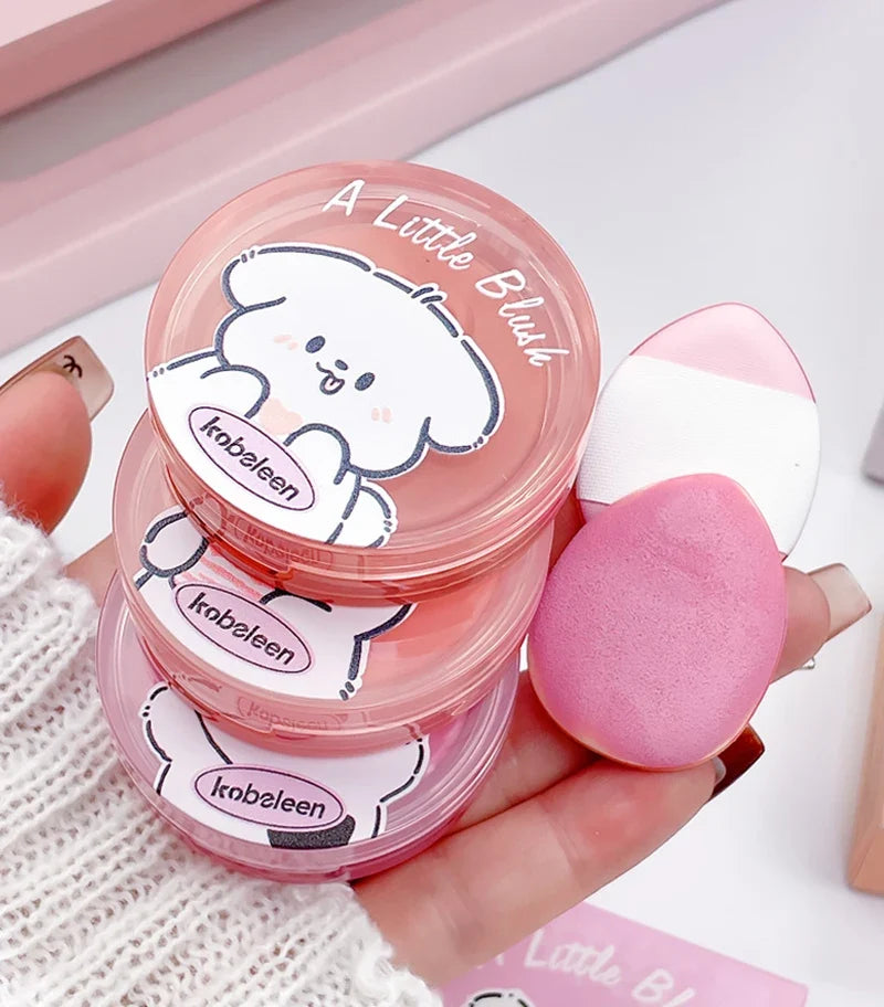 Cat Paw Cream Blush With Thumb Powder Puff Natural Matte Brighten Purple Apricot Rubores Cute Blusher Rouge Korean Dupes Makeup