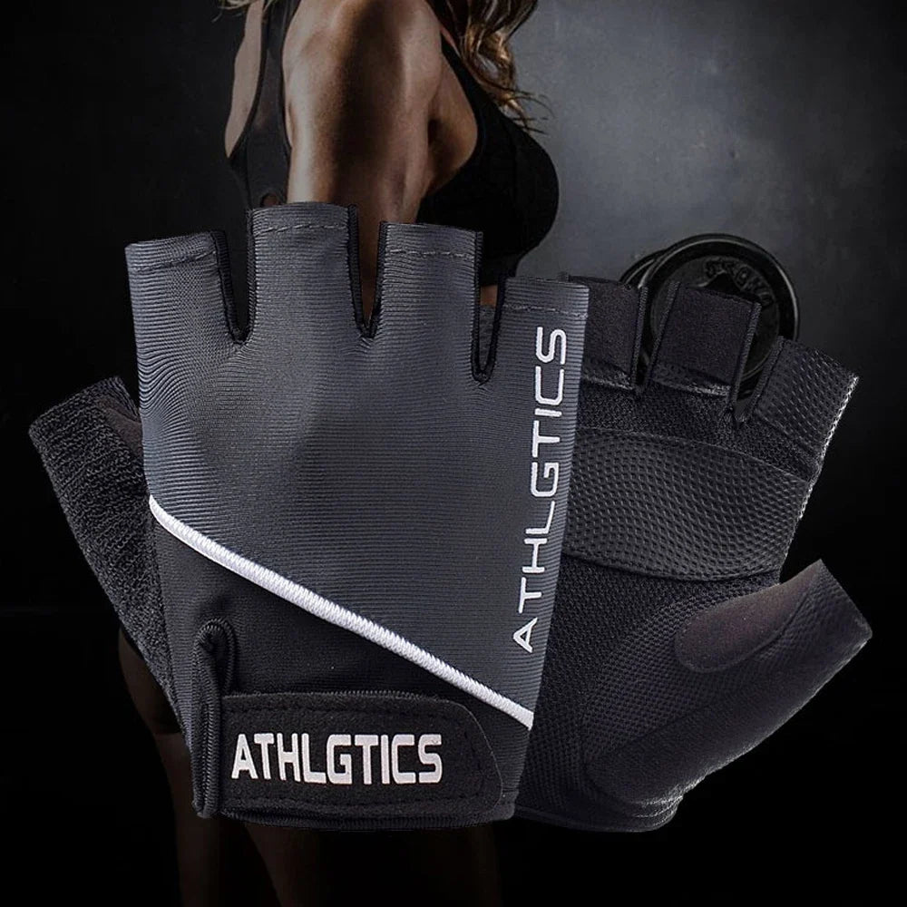 1Pair Breathable Cycling Gloves Workout Gym Gloves for Men Women Weight Lifting Fingerless Gloves Training Exercise Fitness